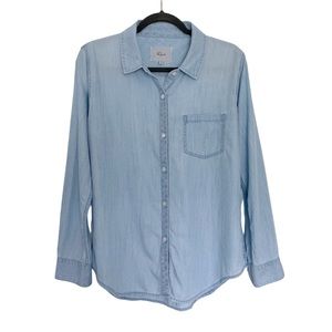 Rails Long Sleeve Light Blue Collared Button Down Shirt Classic Fit Vintage Wash